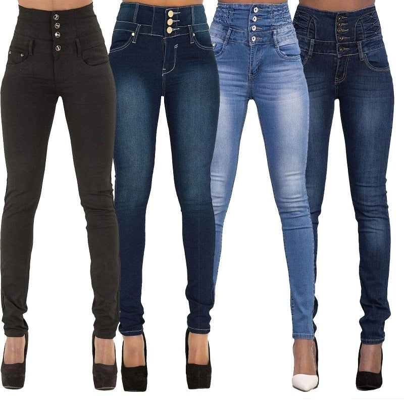 Hot High Quality Wholesale Woman Denim Pencil Pants Top Brand Stretch Jeans High Waist Pants Women High Waist Jeans