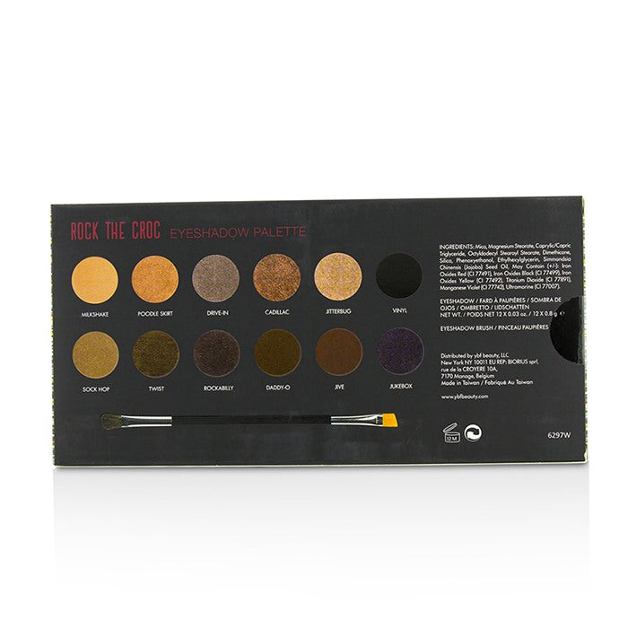 YBF BEAUTY - Rock the Croc Eyeshadow Palette (12x Eyeshadow, 1x Double Ended Eyeshadow Brush)