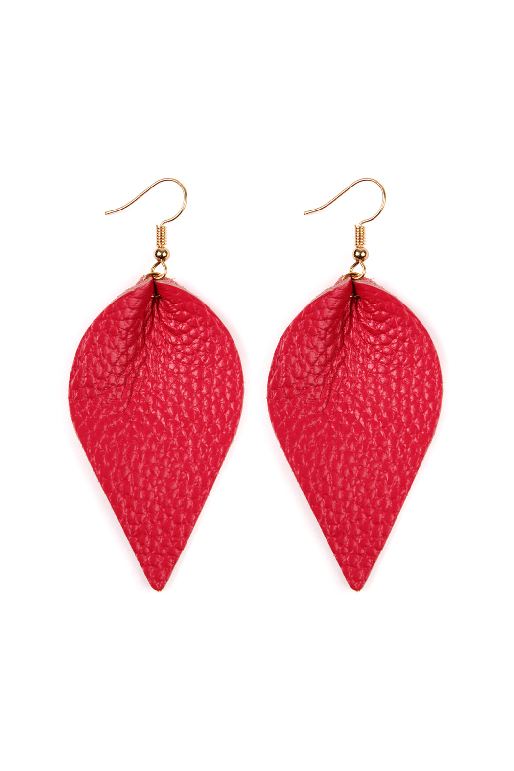 Teardrop Shape Pinched Leather Earrings