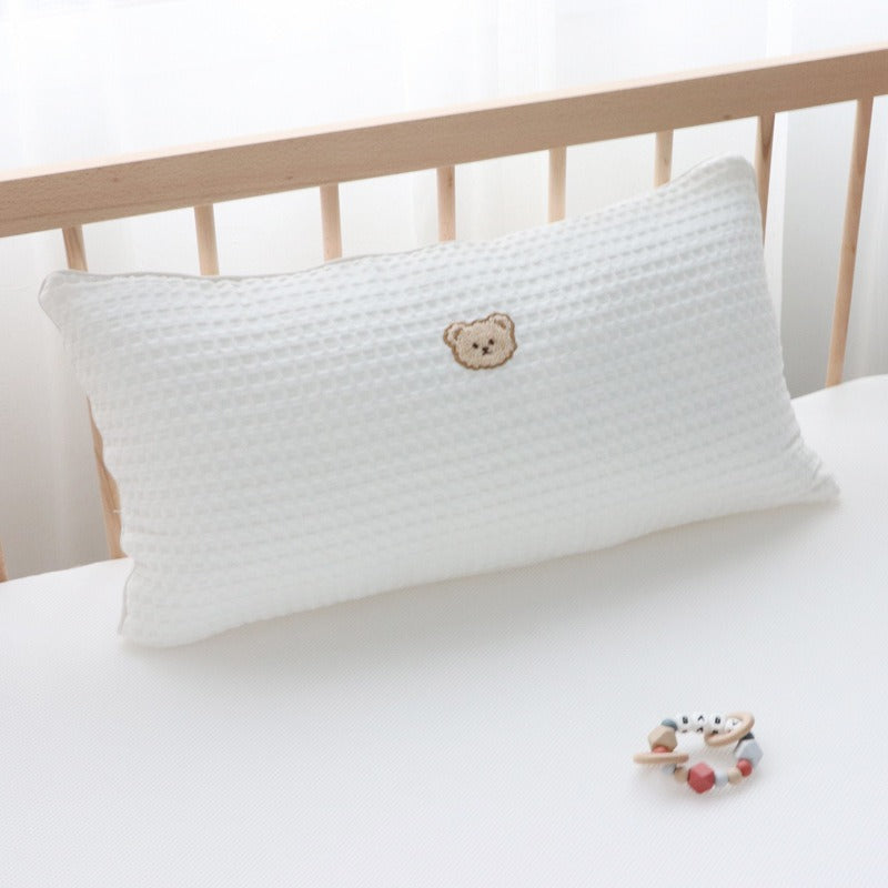 pure cotton embroidered bear bedside pillow baby