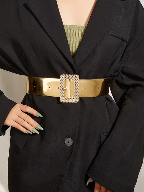 Ladies Fashion Gold Belt Dress Shirt