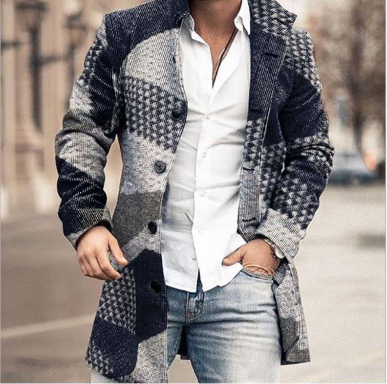 Fashionable woolen printed men's coat jacket