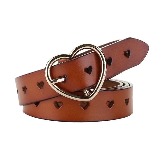 Genuine Leather Heart-shaped Cowskin Women Belts