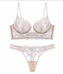 French Lingerie Set Push Up Bra Floral Lace