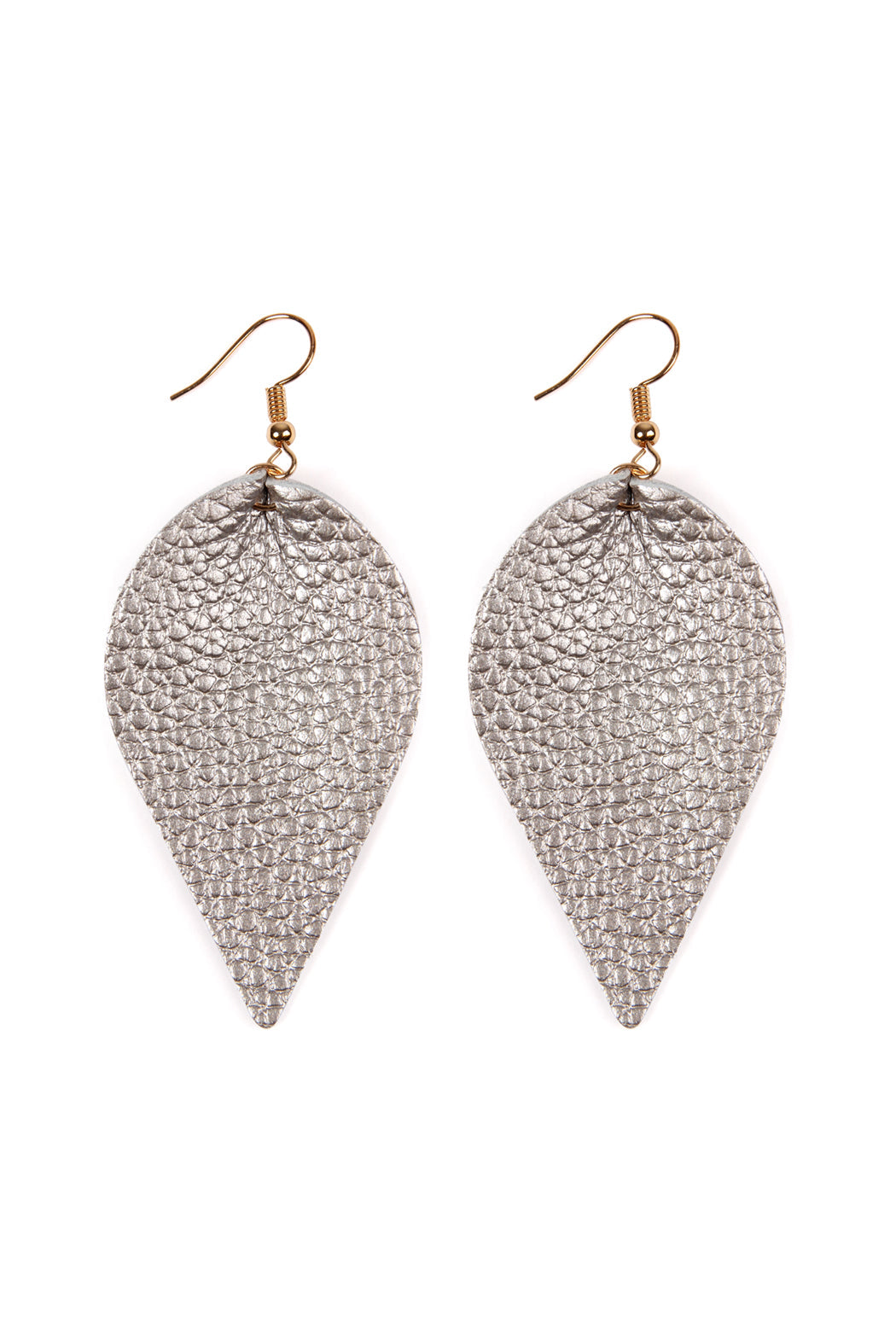 Teardrop Shape Pinched Leather Earrings