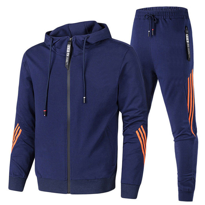 Fashion sports suit hooded zipper casual set