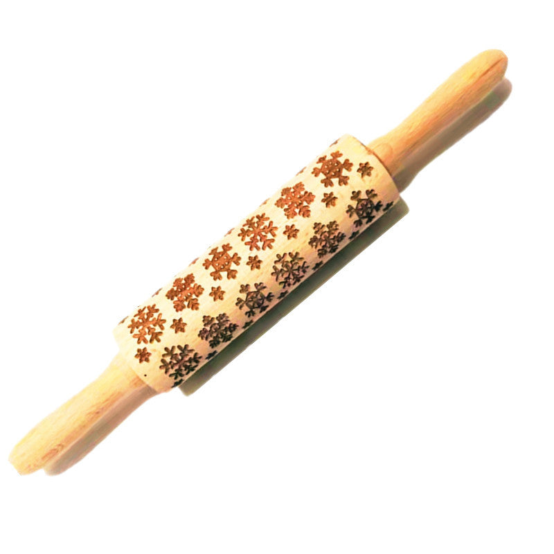 Wooden Rolling Pin Beechwood Engraved Printed Rolling Pin \ Cookie Rolling Pin