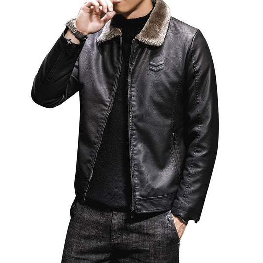 Autumn new men's leather jacket