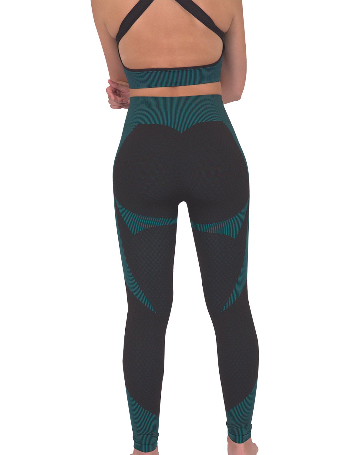 Trois Seamless Legging - Black With Teal Blue