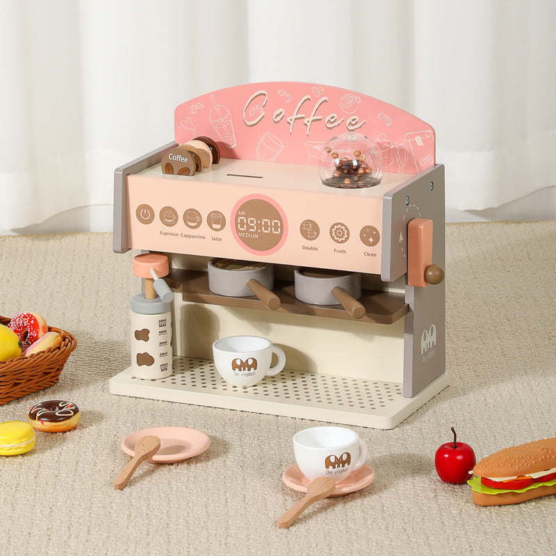 Wooden multi-function simulation coffee machine afternoon tea toys