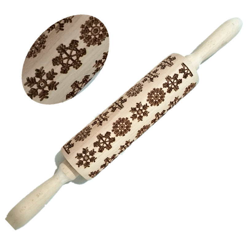 Wooden Rolling Pin Beechwood Engraved Printed Rolling Pin \ Cookie Rolling Pin