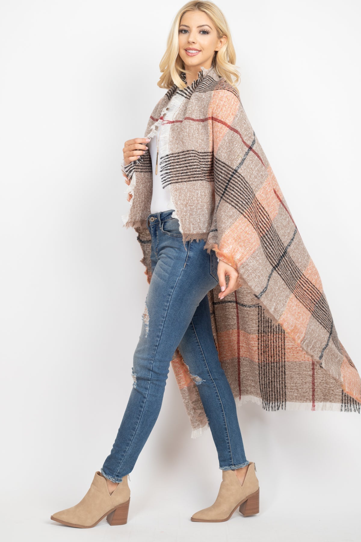 Hdf2914 - Multi Color Blanket Fringed Scarf