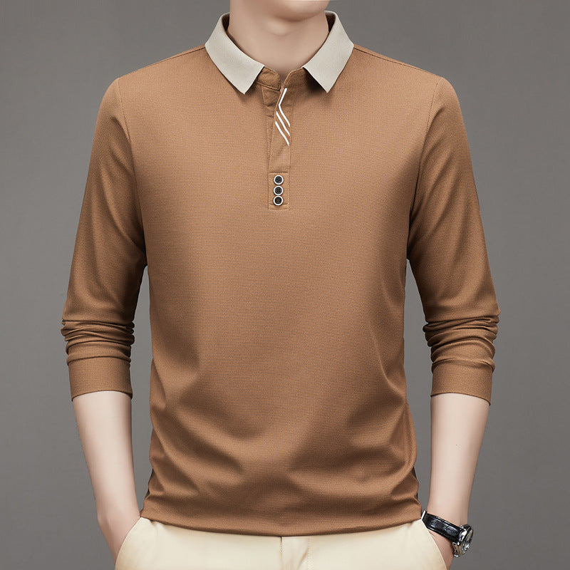 Men's polo shirt autumn new item lapel casual base long sleeved t-shirt men's clothing