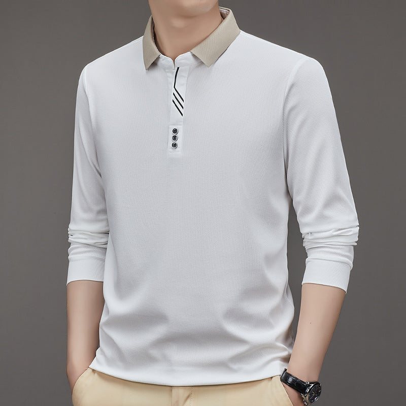 Men's polo shirt autumn new item lapel casual base long sleeved t-shirt men's clothing