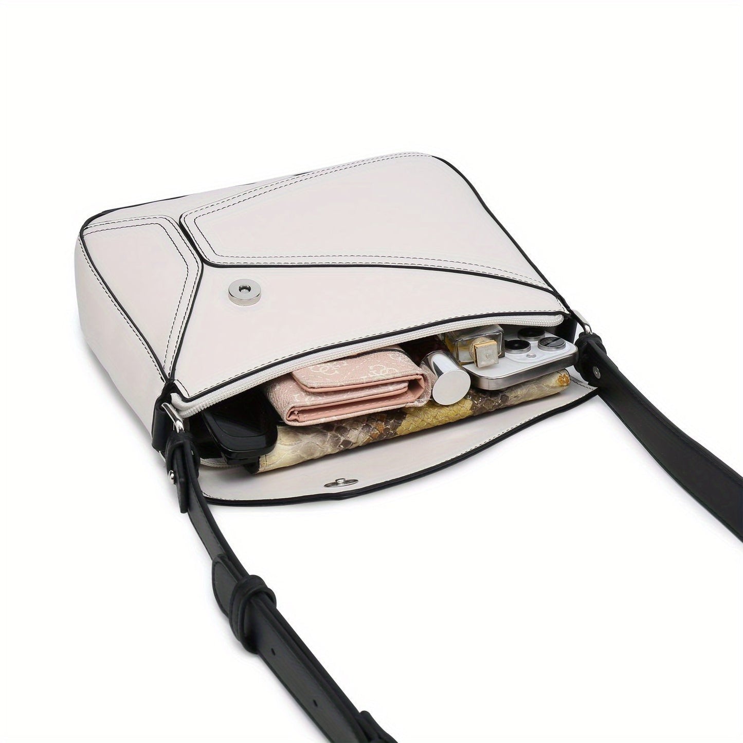 Crossbody Bag With Square Purse and Geometrical Patchwork