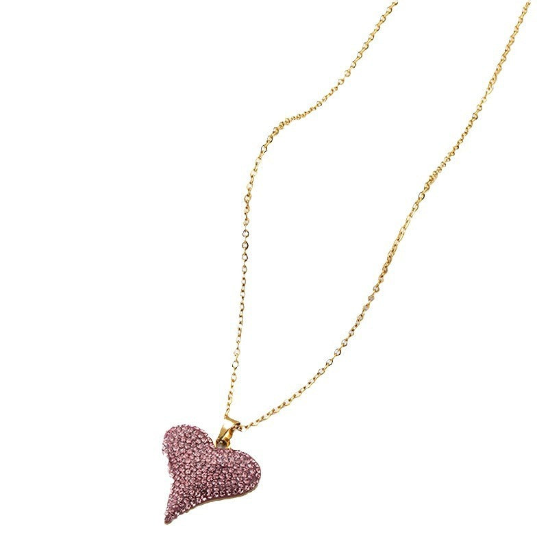 Love full diamond pendant necklace collarbone chain