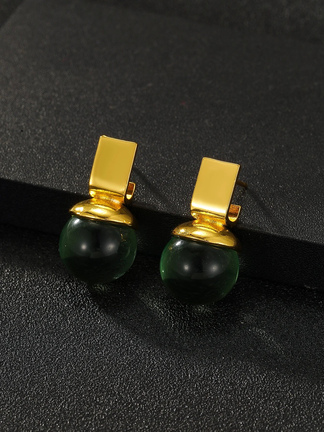 Vintage Green Crystal Round Dangle Earrings For Women