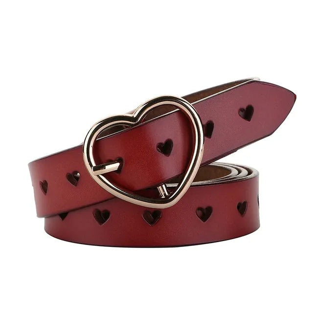 Genuine Leather Heart-shaped Cowskin Women Belts