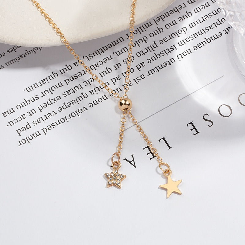 Fashionable and simple adjustable star pendant retro necklace  for women