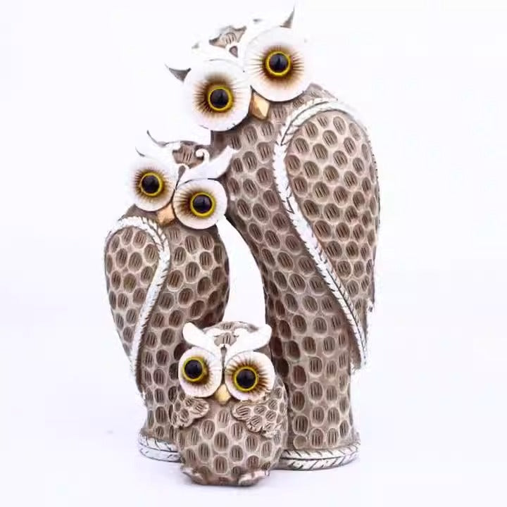 Modern minimalist three family owl animal light luxury decorations