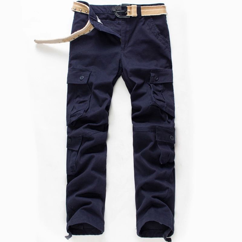 Outdoor men's multi pocket work pants, sturdy and wear-resistant cotton casual work clothes