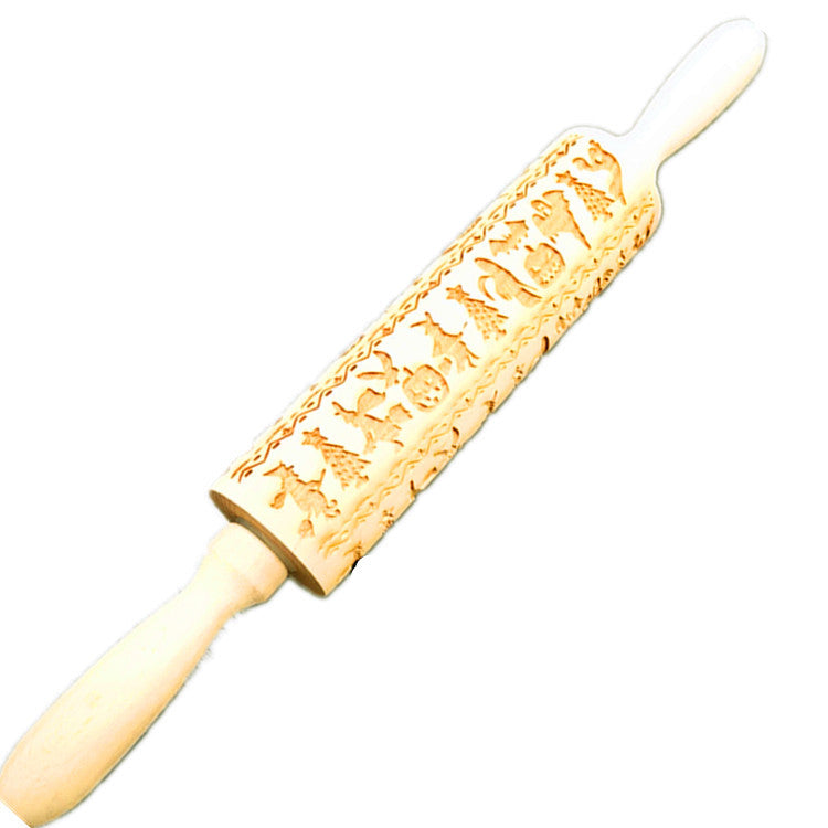 Wooden Christmas Flip Sugar Cookie Rolling Pin