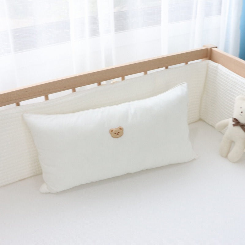 pure cotton embroidered bear bedside pillow baby