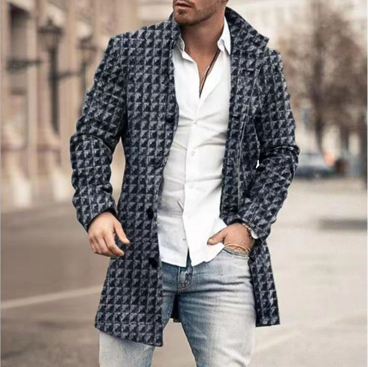 Fashionable woolen printed men's coat jacket