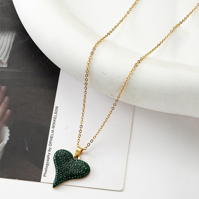 Love full diamond pendant necklace collarbone chain