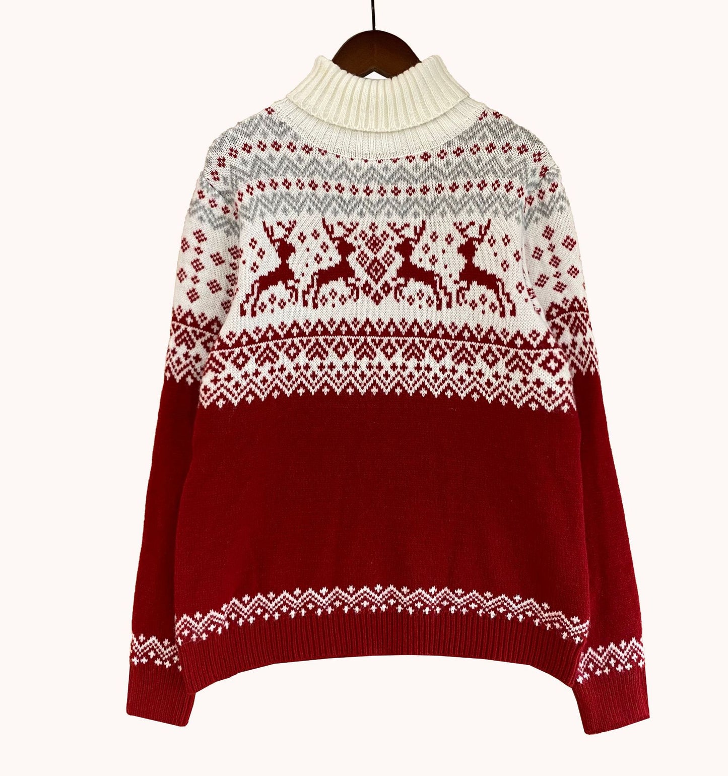 Loose High Neck Long Sleeve Couple Christmas Sweater