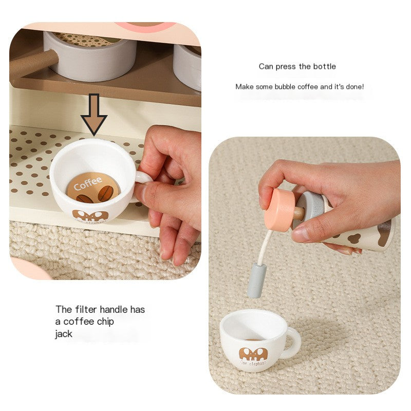 Wooden multi-function simulation coffee machine afternoon tea toys