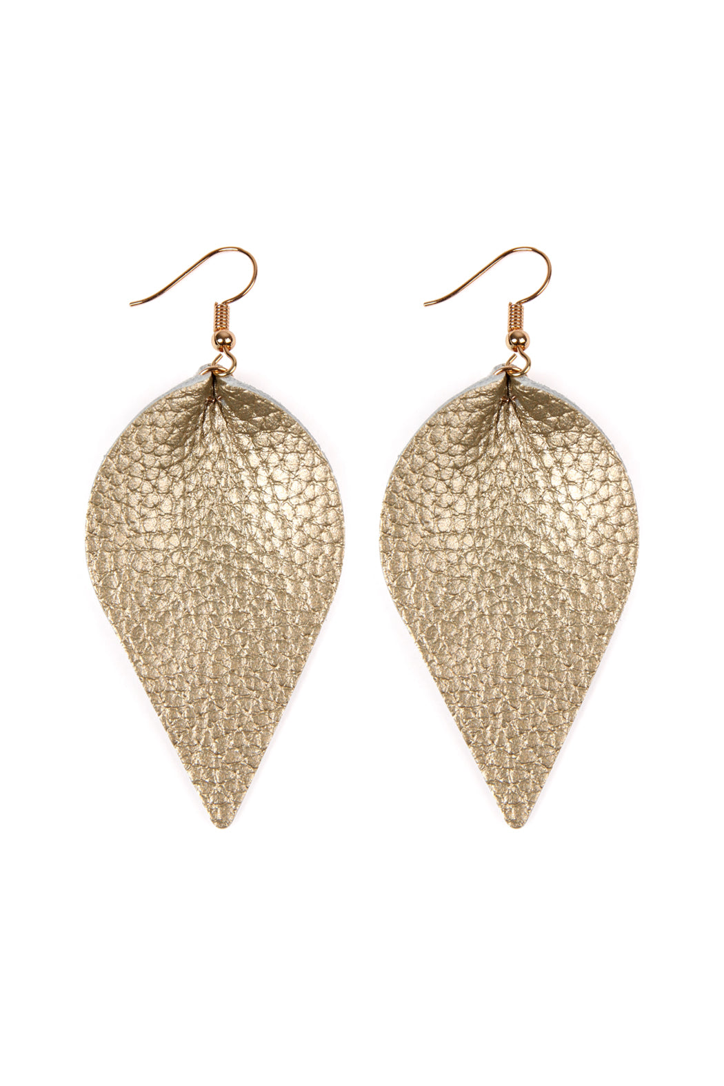 Teardrop Shape Pinched Leather Earrings