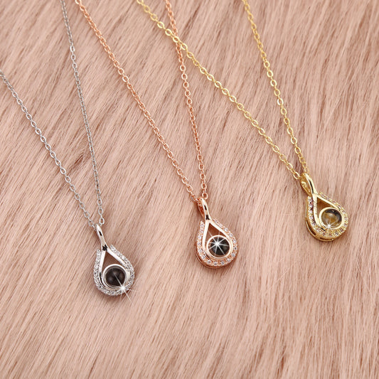 Waterdrop shaped fashion projection necklace