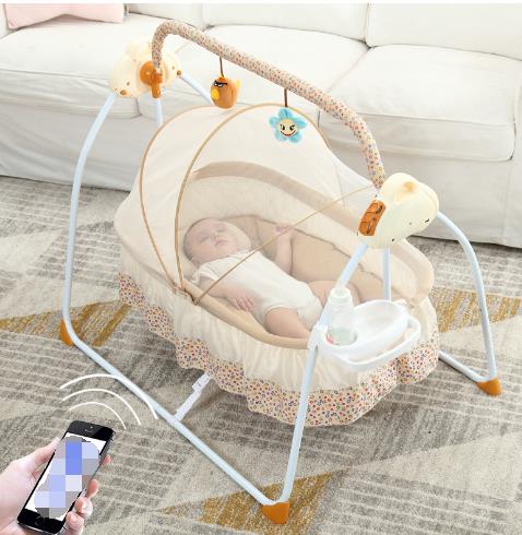 Portable Electric Swing Baby Crib Cradle Auto Bassinet Infant Music Swing Sleeping Bed With Remote Control Bluetooth