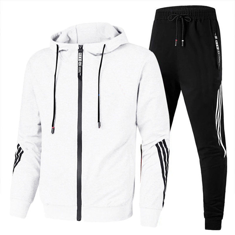 Fashion sports suit hooded zipper casual set