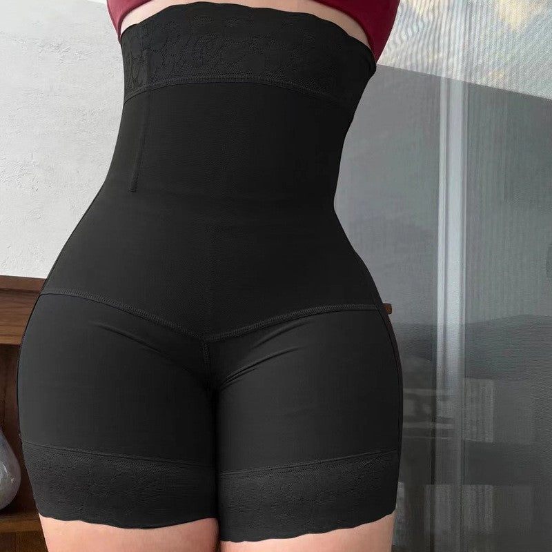 Body shaping one-piece shapewear with high waisted lace anti slip waist cinching hip lifting and beautiful body cinching pants