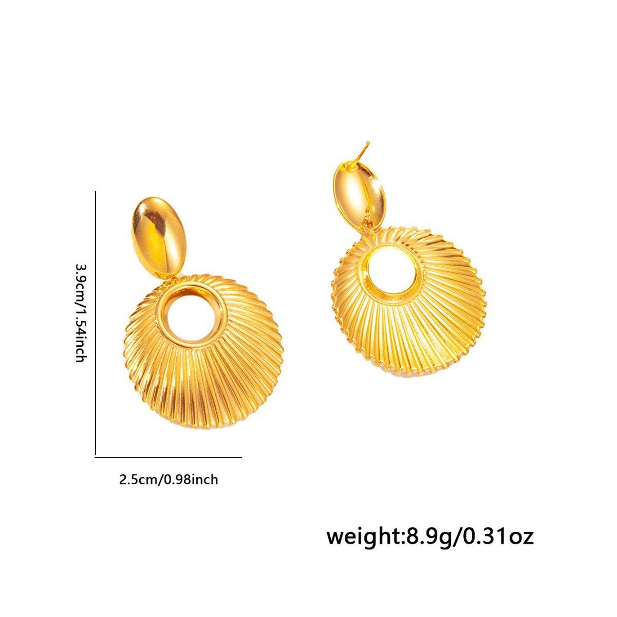 Shell Texture Charm Pendant Stainless Steel Earrings for Women