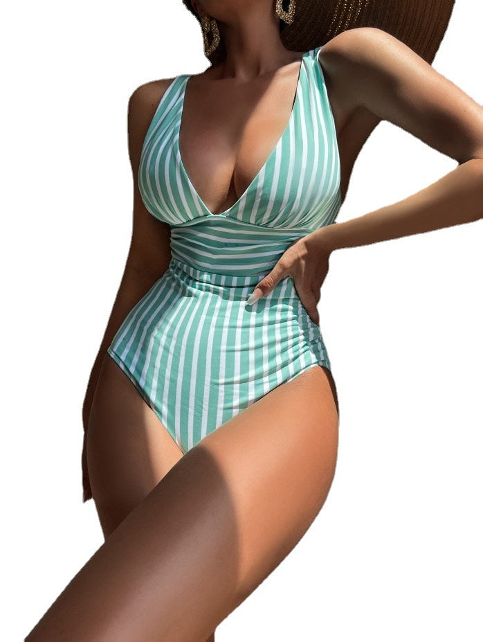 Jumpsuit sexy striped swimsuit women's European and American bikini