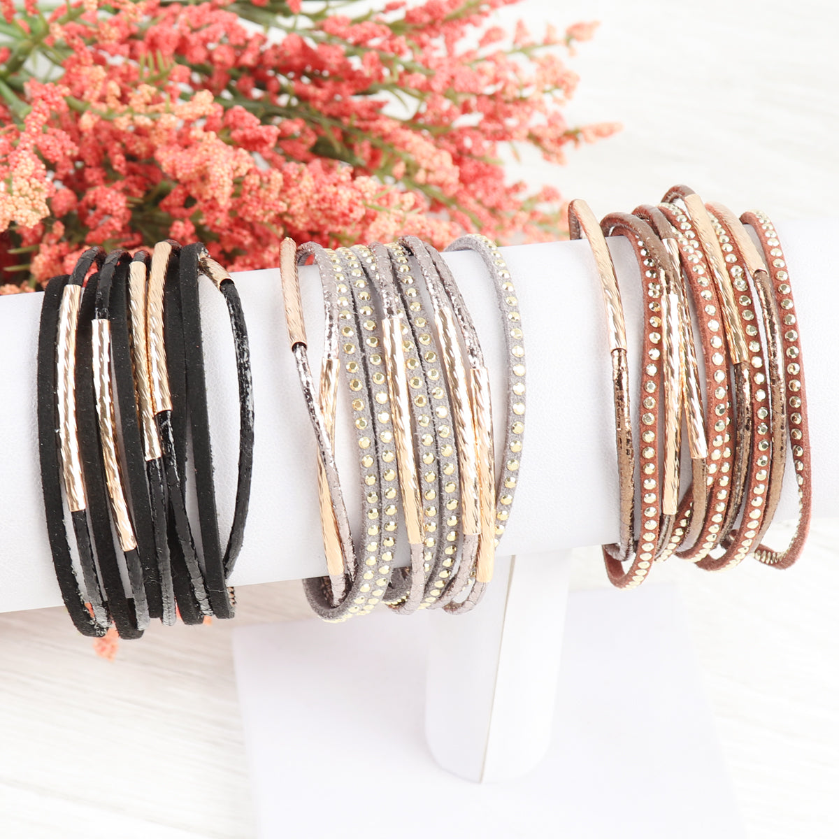 Multiline Leather Magnetic Bracelet