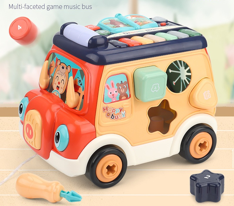 Multi sided game music bus baby early education puzzle