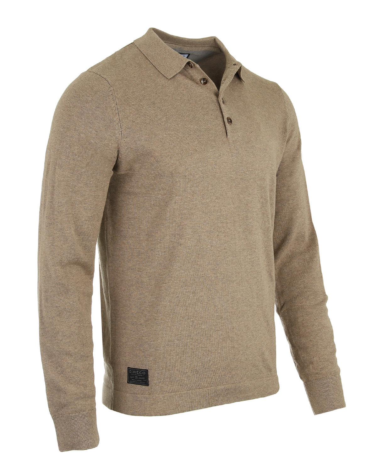 ZIMEGO Men's Casual Polo Sweater - Long Sleeve Pullover Button Knit Shirt