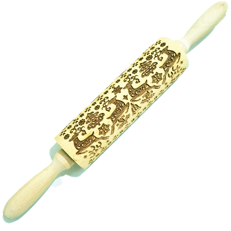 Wooden Christmas Flip Sugar Cookie Rolling Pin