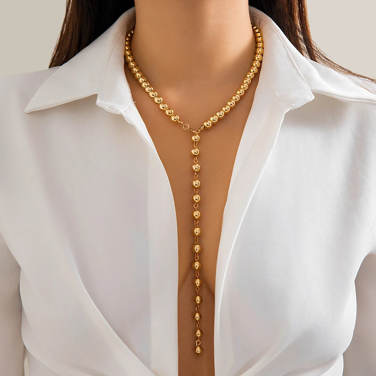 Jewelry Retro Beaded Chain Beaded Collar  Long  Necklace