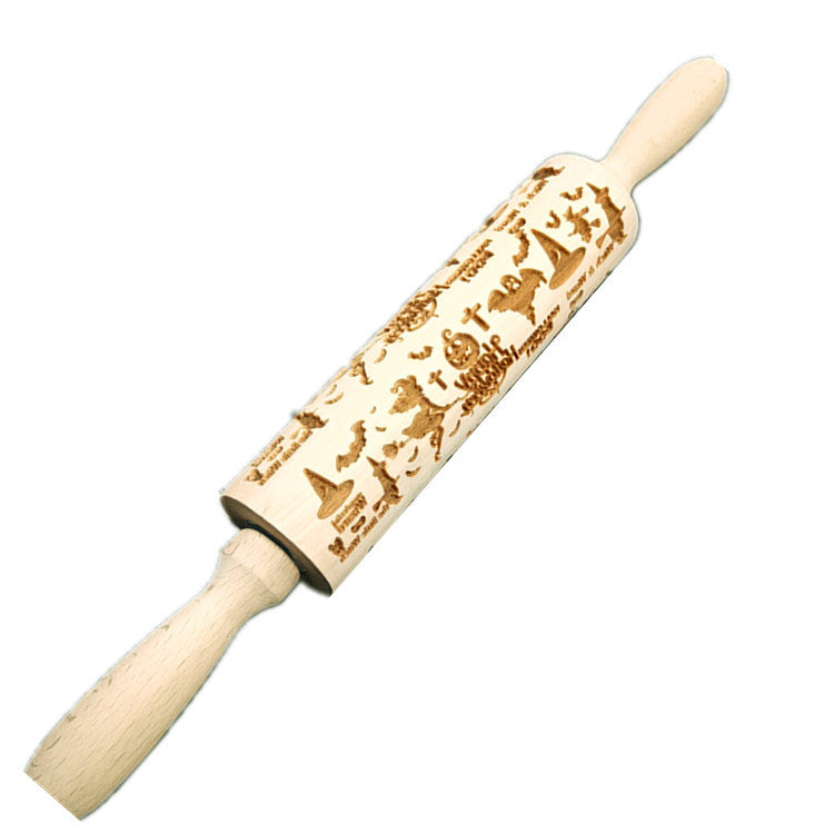 Wooden Christmas Flip Sugar Cookie Rolling Pin