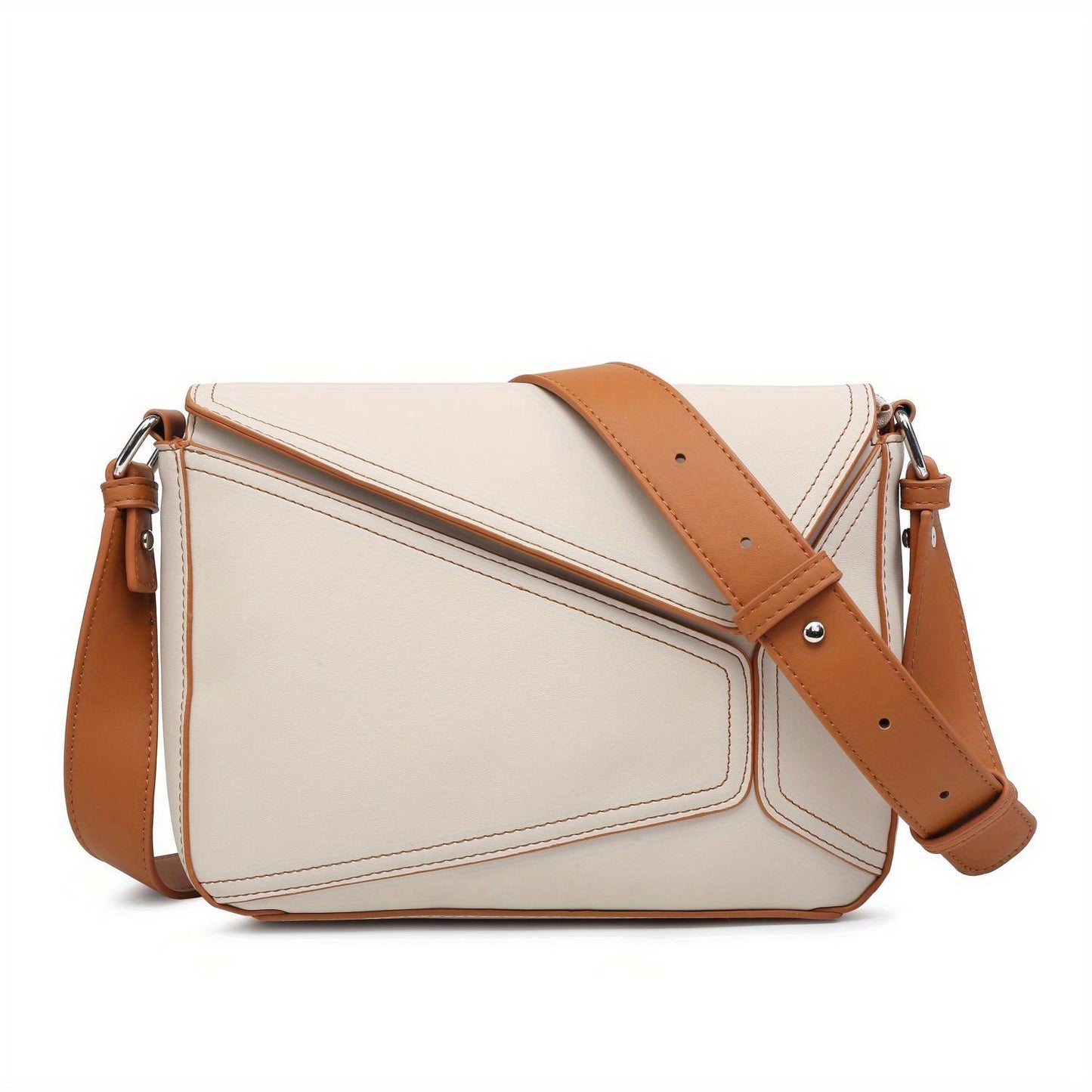 Crossbody Bag With Square Purse and Geometrical Patchwork