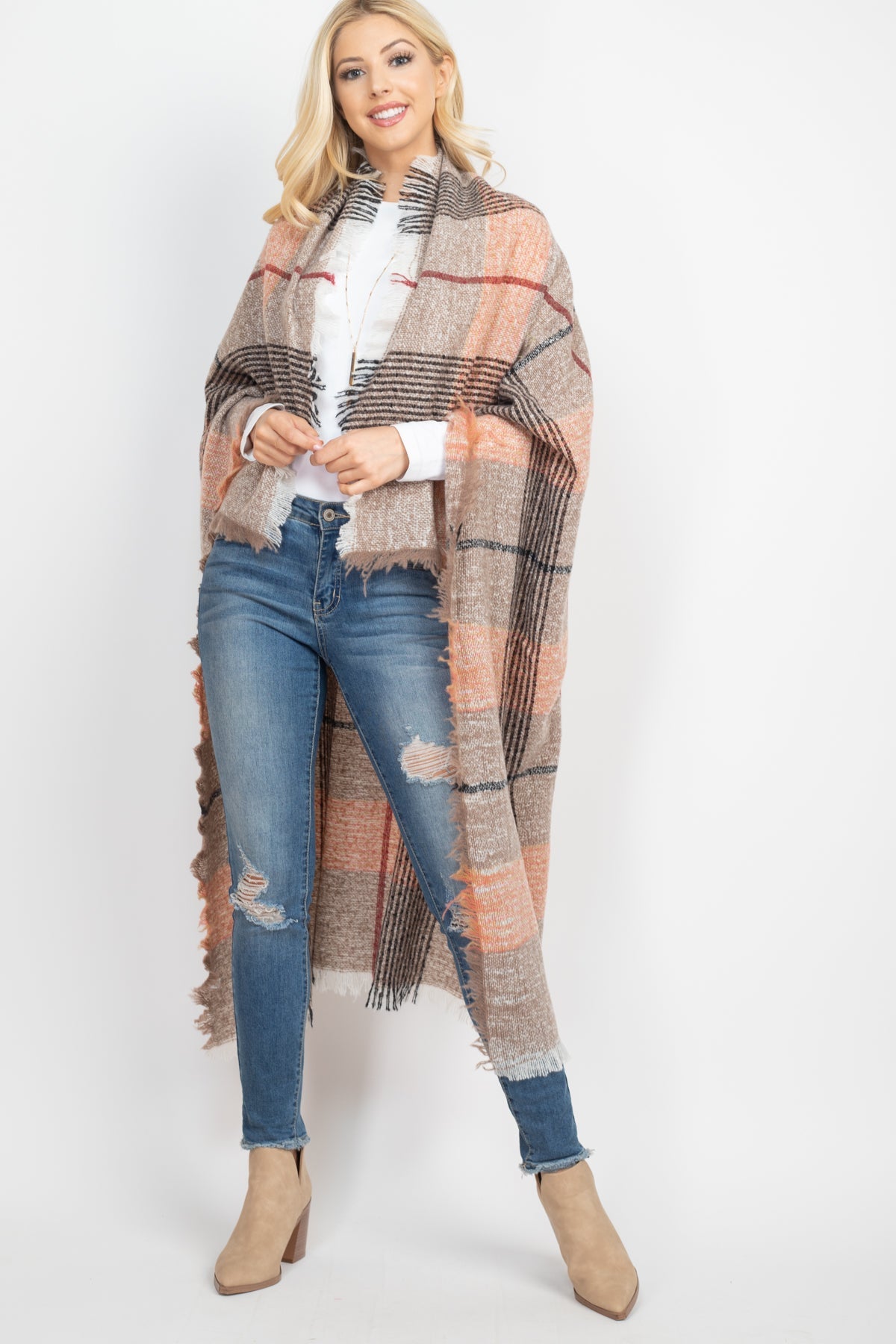 Hdf2914 - Multi Color Blanket Fringed Scarf