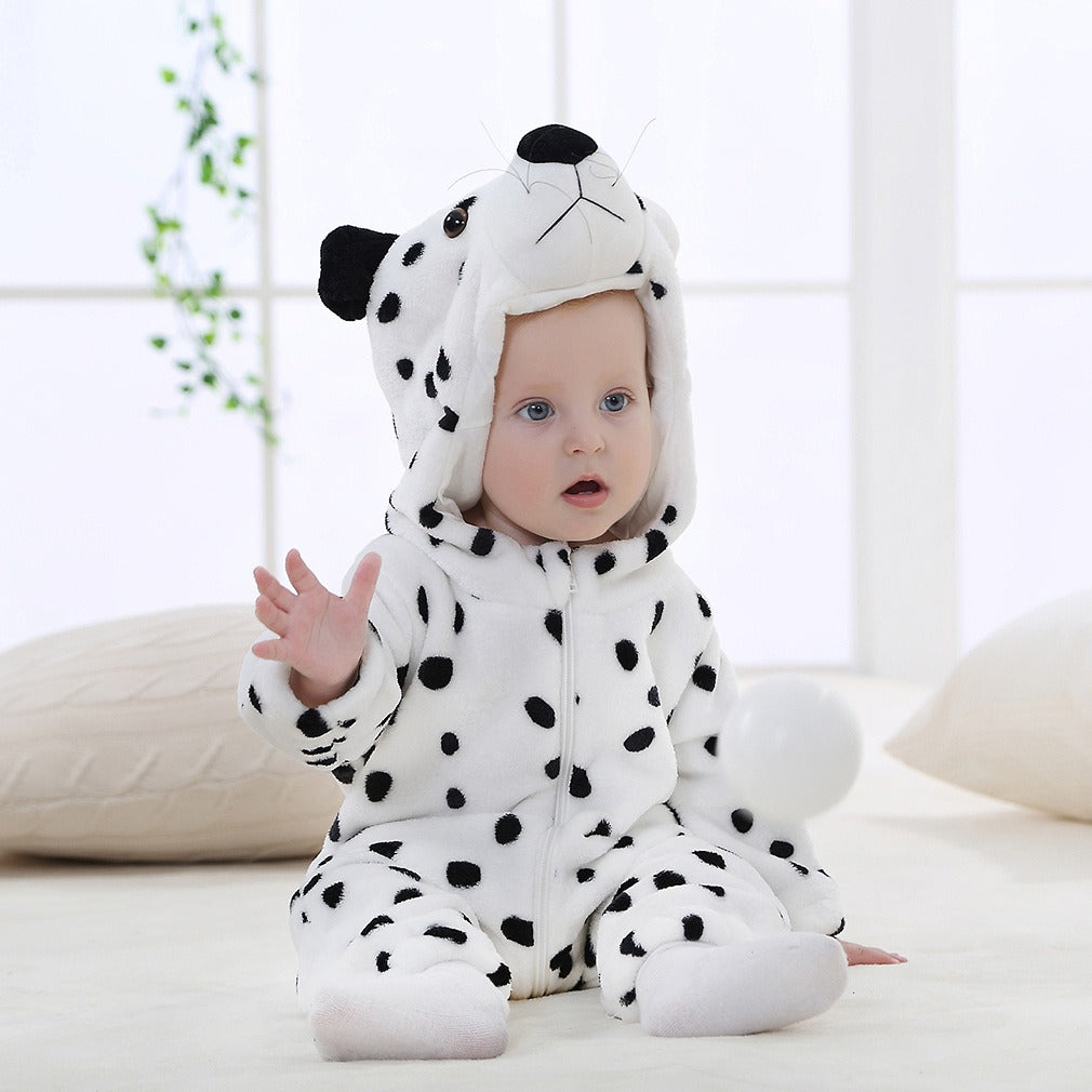 Flannel children's crawling clothes baby clothes long sleeved hoodie newborn cartoon jumpsuit