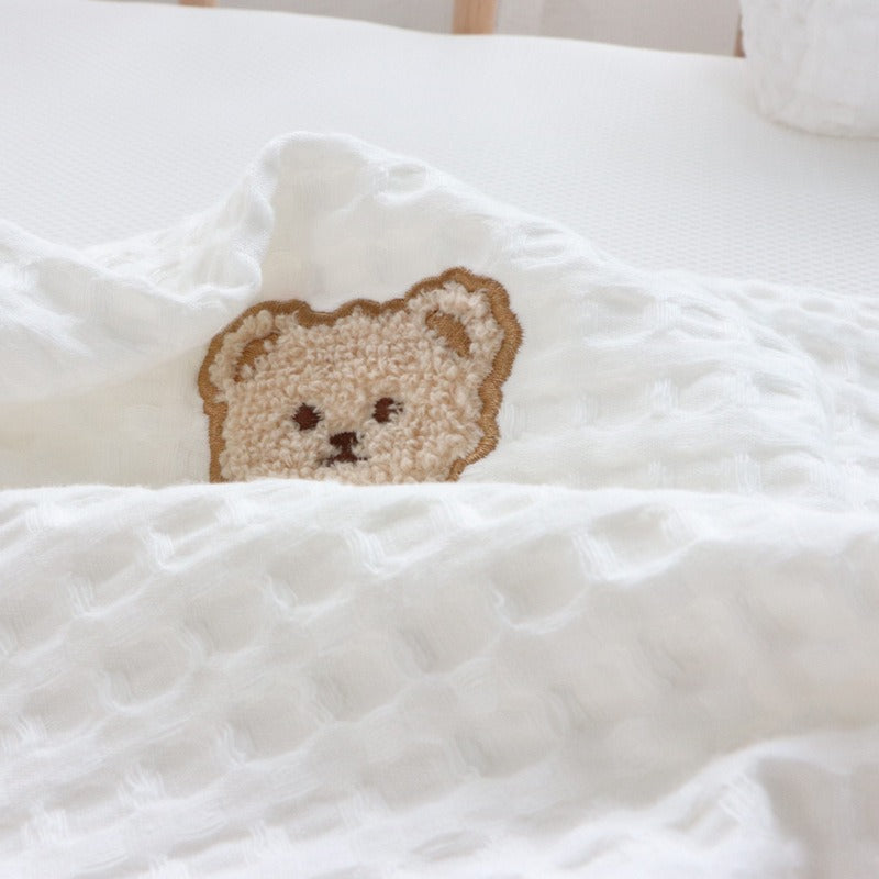 pure cotton embroidered bear bedside pillow baby