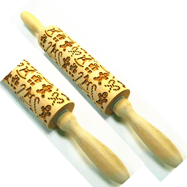 Wooden Rolling Pin Beechwood Engraved Printed Rolling Pin \ Cookie Rolling Pin