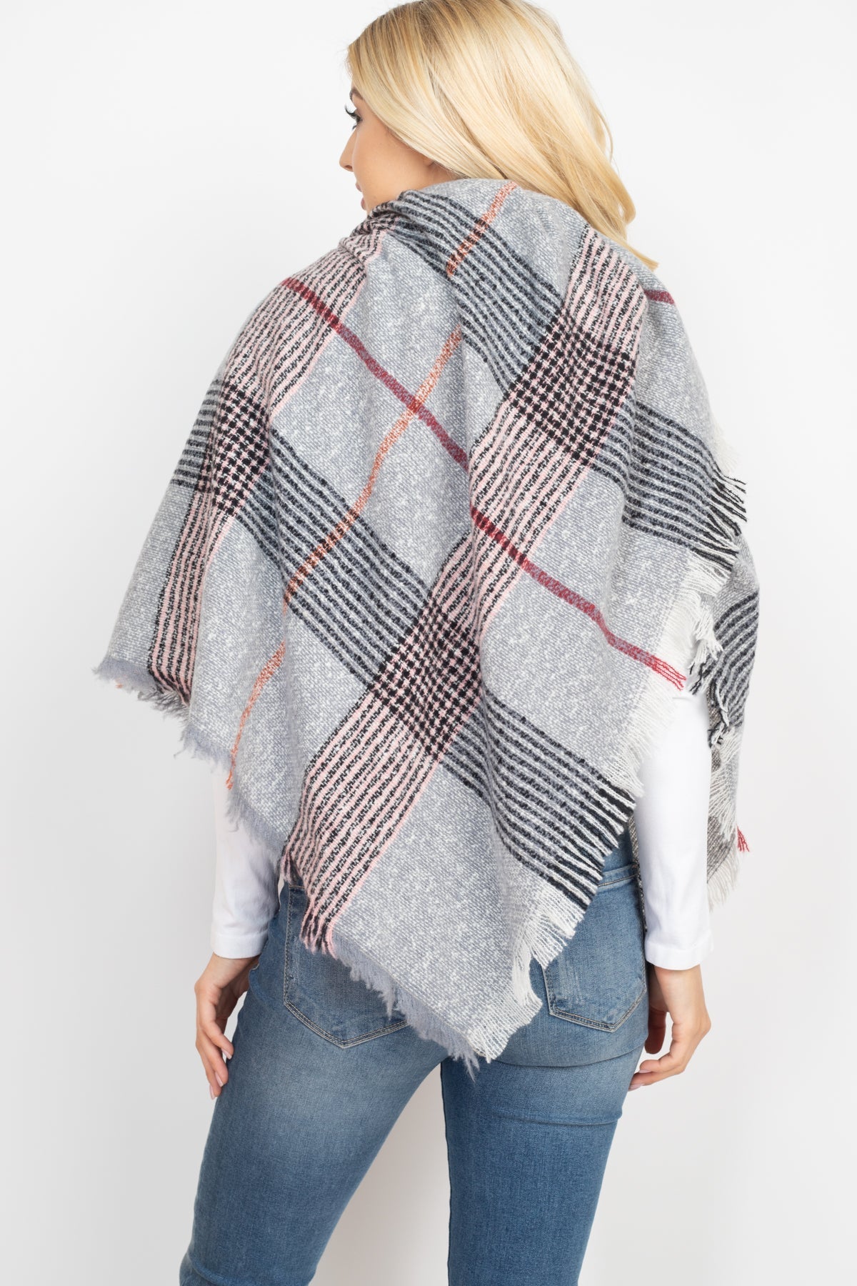 Hdf2914 - Multi Color Blanket Fringed Scarf